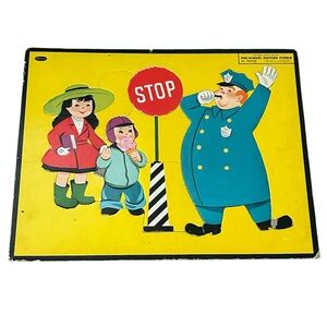 Vintage Whitman Frame 50s Tray Pre-School Picture Puzzle -Crosswalk
